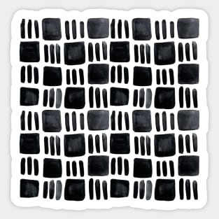 Watercolor abstract squares - black and white Sticker